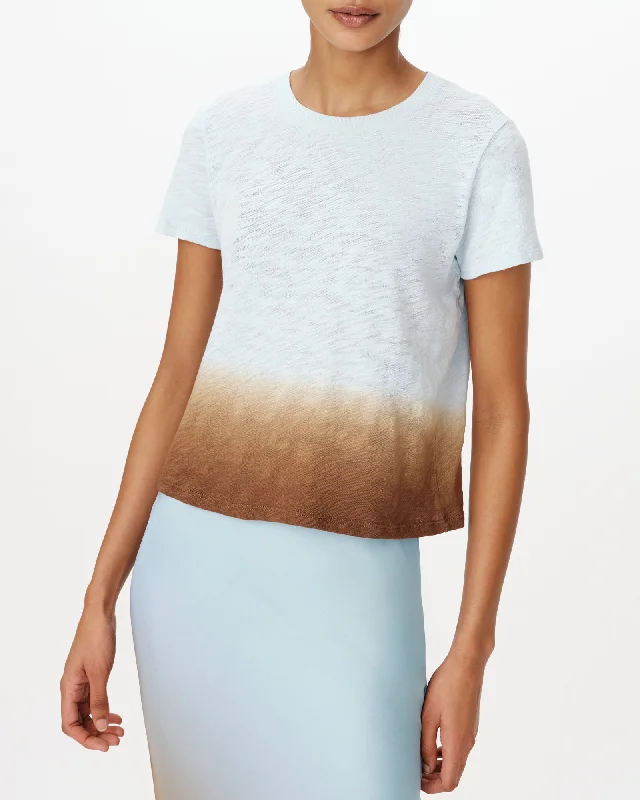 Slub Jersey with Dip Dye Cropped Schoolboy Tee - Pastel Blue Combo Beige Jersey Tee