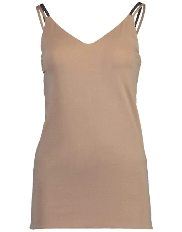 Almond Double Monili Strap Jersey Cami Gold Jersey Tee