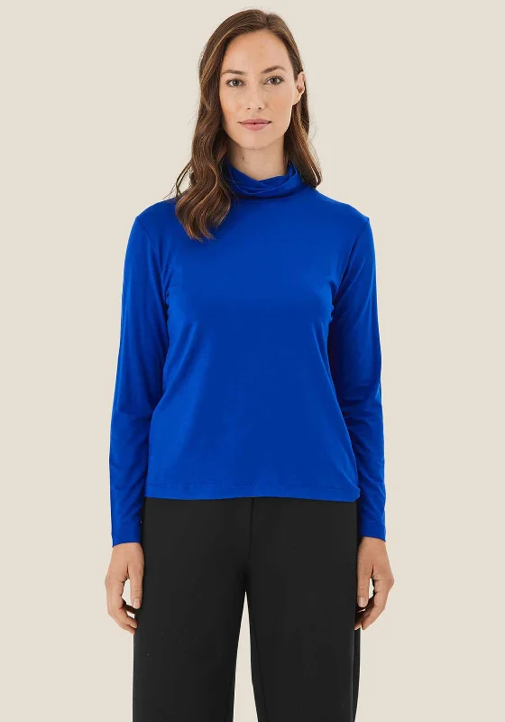 Masai Brunis Jersey Turtleneck Top, Blue Hemp Jersey Tee