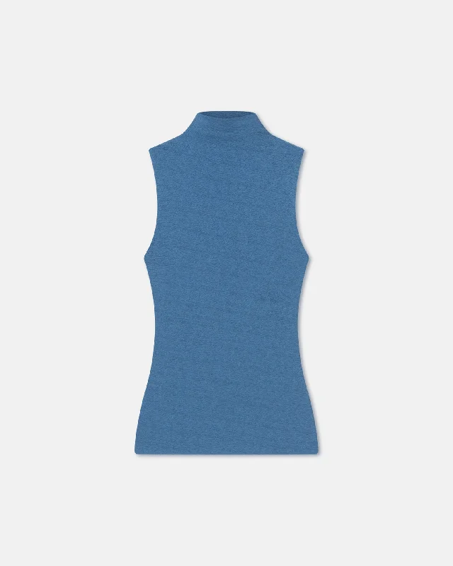 Annyka - Mesh-Jersey Top - Blue Lavender Jersey Tee