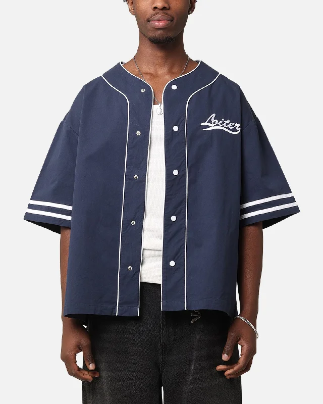 Loiter Outfield Jersey Navy Floral Jersey Blouse