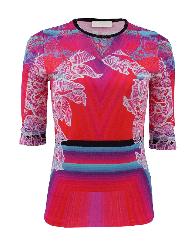 Three-Quarter Sleeve Jersey Print Top Classic Jersey Tee