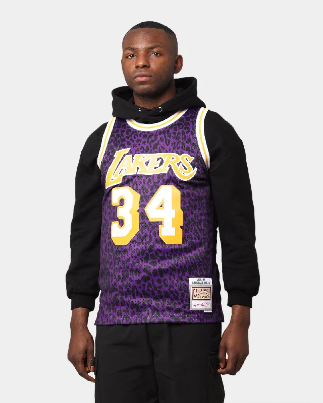 Mitchell & Ness Los Angeles Lakers Shaquille O'Neal 1996-'97 #34 Wild Life Swingman Jersey Purple Sky Blue Jersey Tee Mitchell & Ness Los Angeles Lakers Shaquille O'Neal 1996-'97 #34 Wild Life Swingman Jersey Purple Sky Blue Jersey Tee