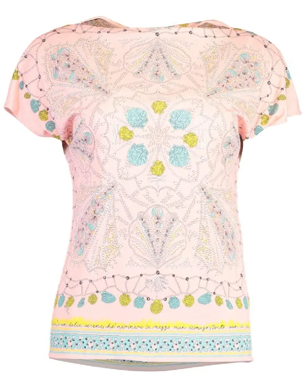 Short Sleeve Printed Jersey Blouse Stylish Jersey Top