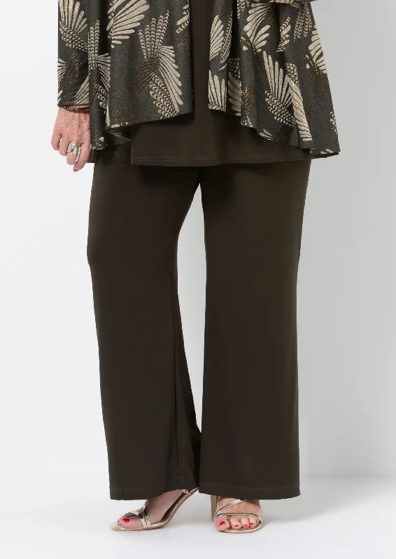 Olive Jersey Palazzo Pant One Shoulder Jersey Shirt