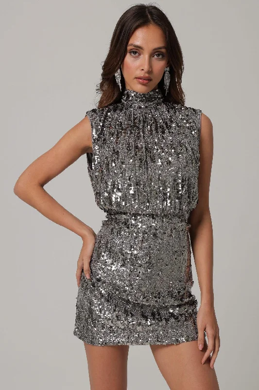 sequin mock neck dress Tunics Designer luxury