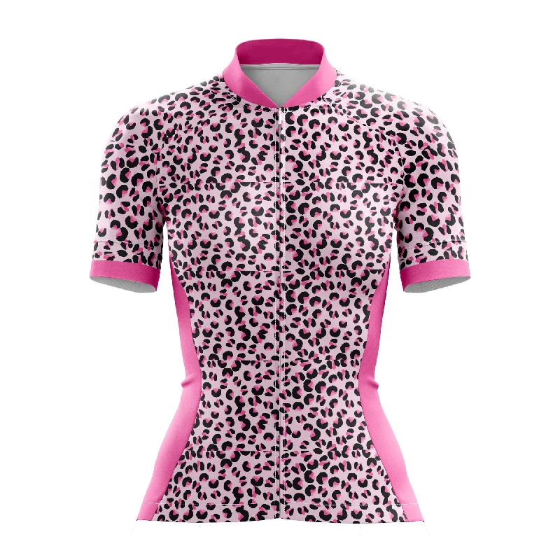 Pink Leopard Female Cycling Jersey Boutique Jersey Tee