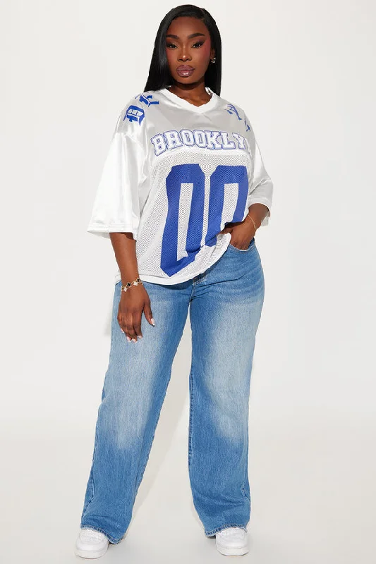 24KT5579P - OVERSIZED BROOKLYN JERSEY TOP Round Neck Jersey Tee