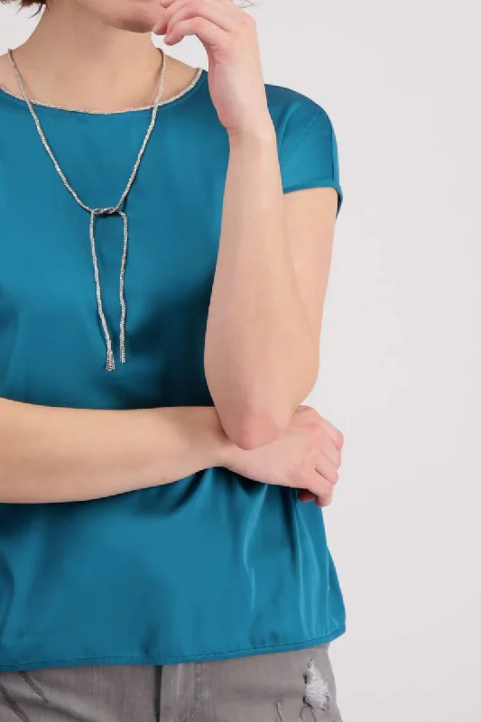 Jersey Blouse Jewelry Necklace in Petrol 807008MNR by Monari Premium Jersey Tee