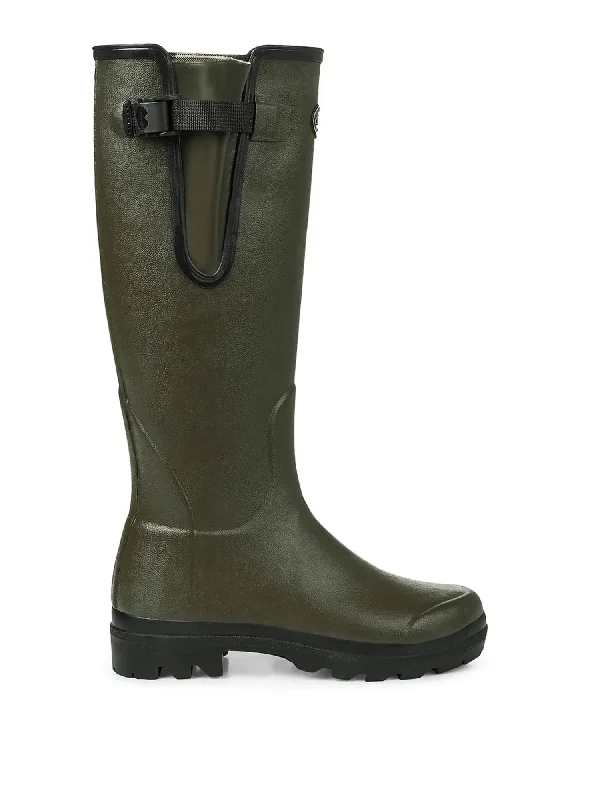 Vierzon Jersey Lined Wellington Boot - Vert Chameau Evening Jersey Tee