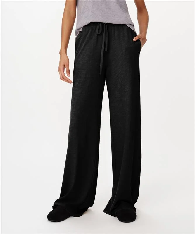 Heavy Slub Jersey Wide Leg Pant - Black Mustard Yellow Jersey Tee