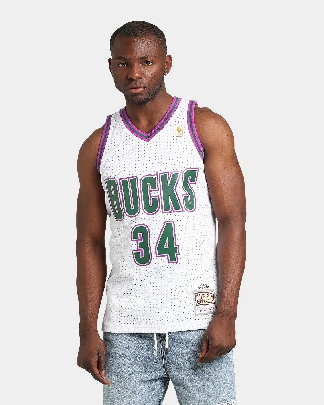 Mitchell & Ness Milwaukee Bucks Ray Allen #34 '96-'97 Swingman Jersey White Exclusive Jersey Tee Mitchell & Ness Milwaukee Bucks Ray Allen #34 '96-'97 Swingman Jersey White Exclusive Jersey Tee