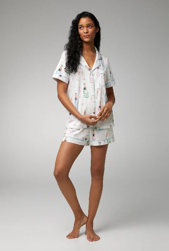 Champagne Wedding Short Sleeve Classic Shorty Stretch Jersey PJ Set Cream Jersey Tee Champagne Wedding Short Sleeve Classic Shorty Stretch Jersey PJ Set Cream Jersey Tee