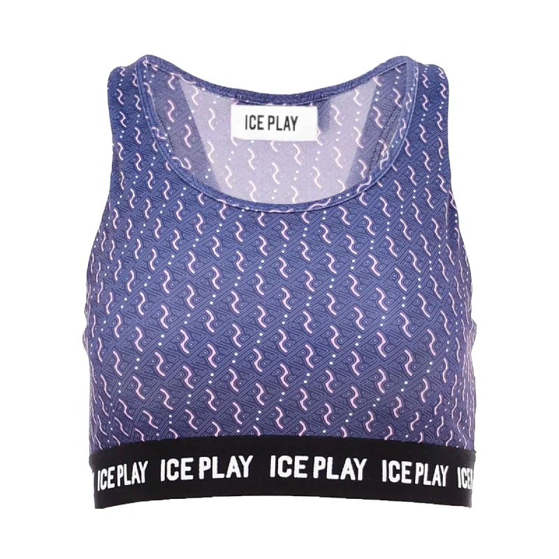 Ice Play Women's Blue Printed Top Jersey Bronze Jersey Tee