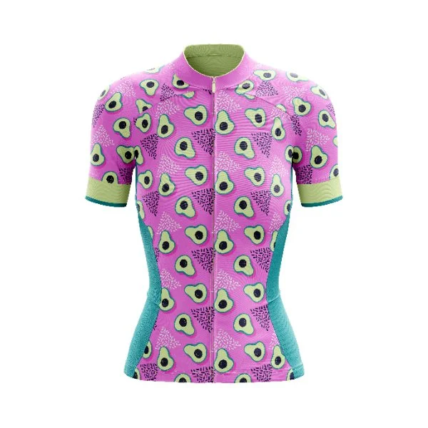 Pink Avocado Female Cycling Jersey Handmade Jersey Tee