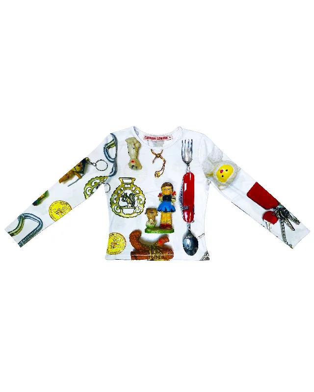 Bits and Bobs Fitted Jersey Top - White / Red Retro Jersey Tee
