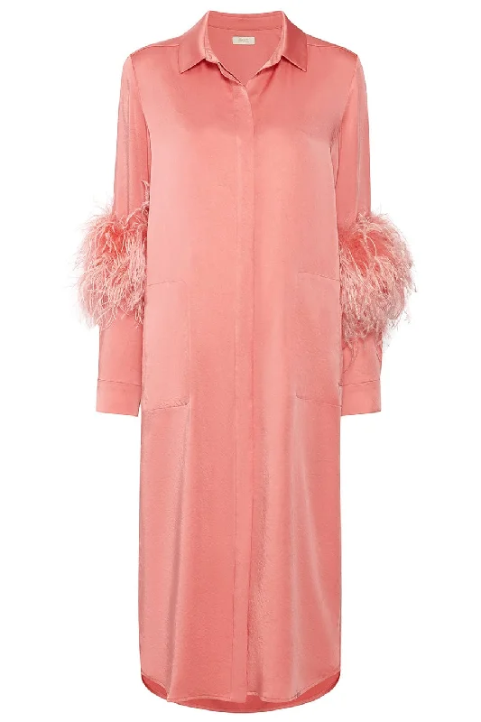 Button Down Dress With Ostrich Feathers Tunics Formal black