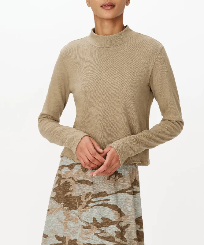 Heavy Slub Jersey Turtleneck Tee - Faded Army Turquoise Jersey Tee