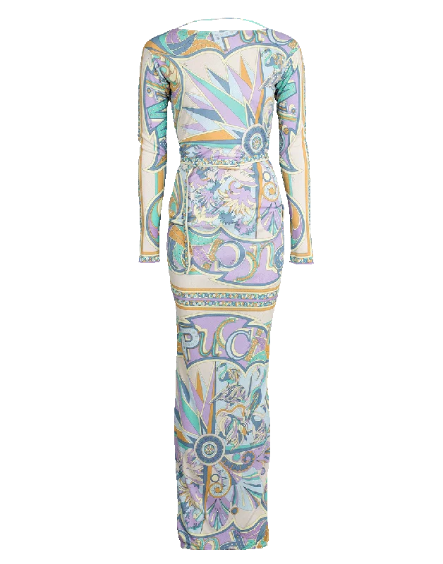 Miami Print Jersey Gown Geometric Jersey Top