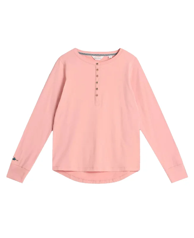 Hailey Henley Jersey Top - Light Pink Holiday Jersey Tee