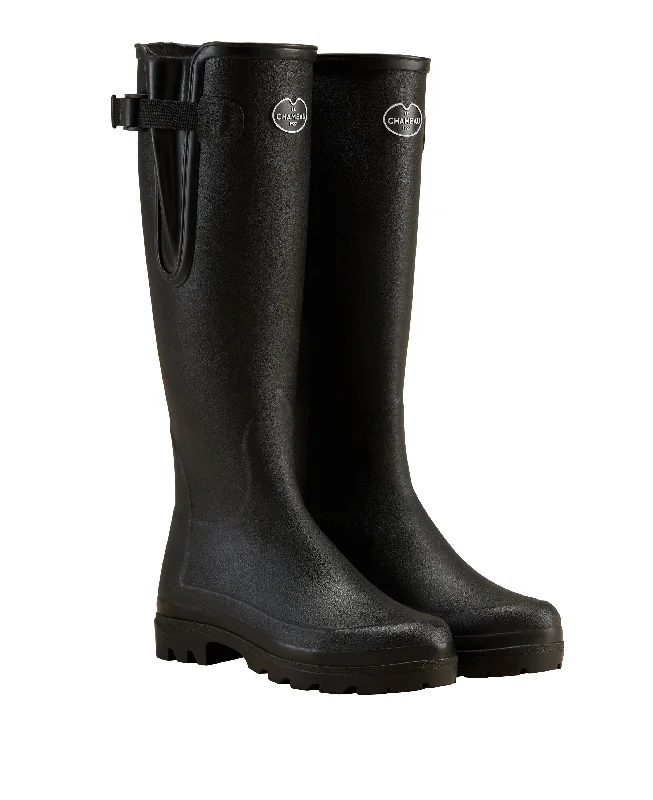 Vierzon Jersey Lined Wellington Boot - Noir Festive Jersey Tee