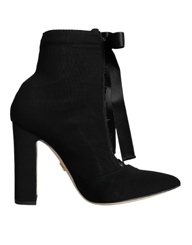 Dolce & Gabbana Black Jersey Stretch Ankle Booties Shoes Modern Jersey Tee