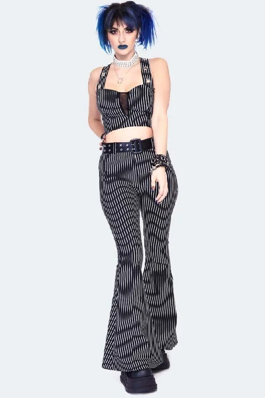 Pintstripe Flared Jersey Trousers Polo Neck Jersey Top