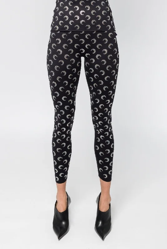 Marine Serre Moon Rhinestoned Jersey Stirrup Leggings Bright Color Jersey Top