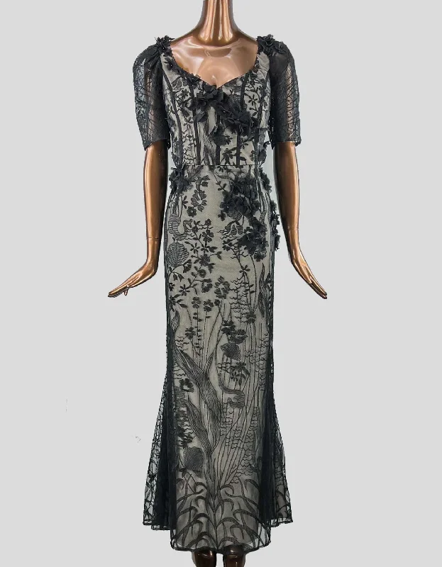 TERI JON BY RICKIE FREEMAN Floral Print Long Dress - 12 US Tunics Modern contemporary