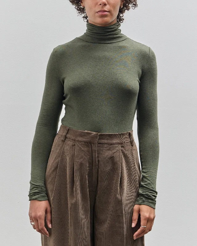 Mijeong Park Roll Neck Jersey Top, Olive Winter Jersey Top