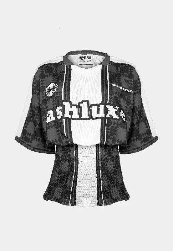 Ashluxe Pixel Ruched Female Jersey Black Designer Jersey Tee