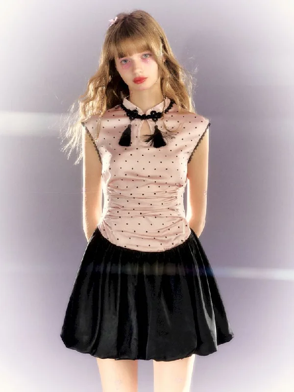Polka Dot Satin Girls' Pod Dress【s0000009306】 Tunics Silk luxurious