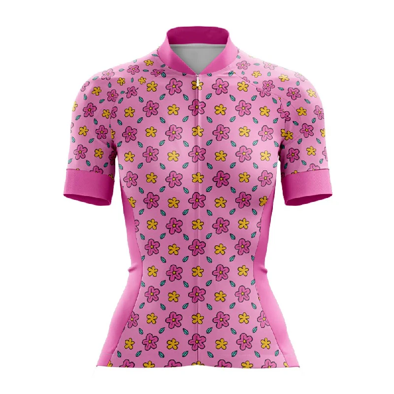 Floral Frenzy Women's Cycling Jersey Scoop Neck Jersey Top