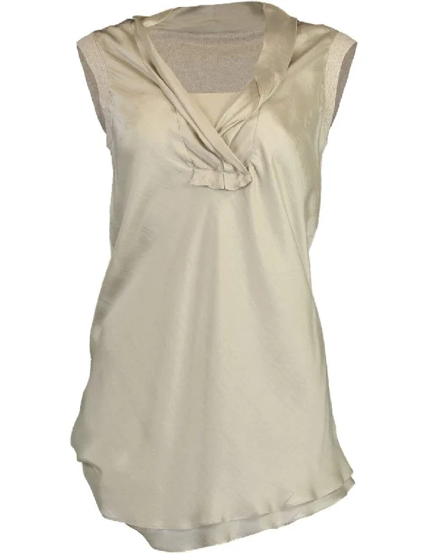 Sleeveless Silk and Jersey Drape Neck Top Travel Jersey Tee