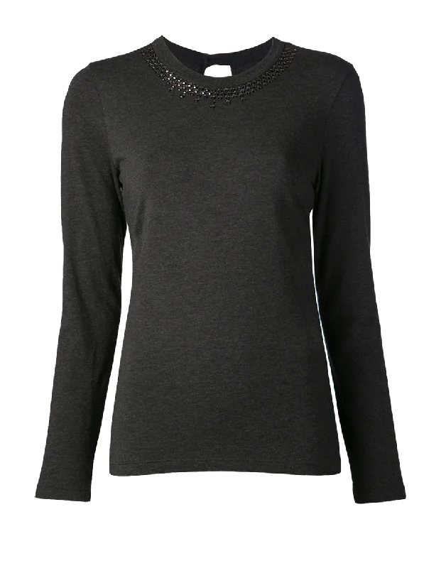 Cotton Jersey With Swarovski Neck Organic Jersey Tee