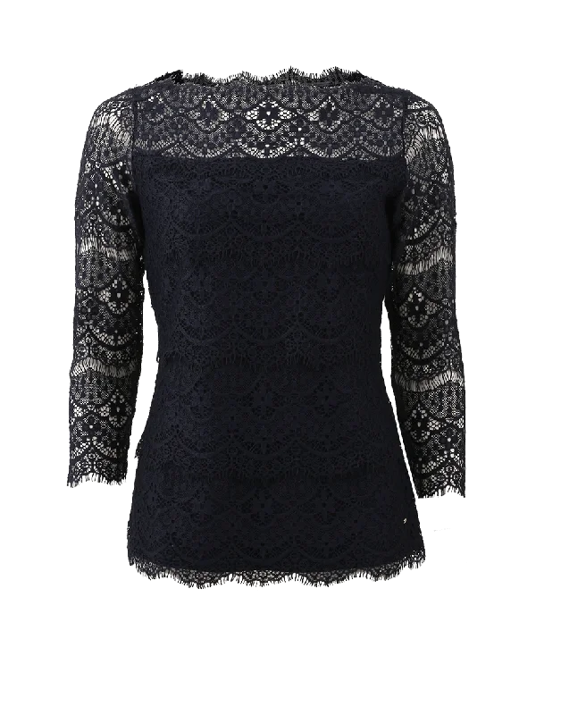 Evonia Lace Jersey Top Lightweight Jersey Top