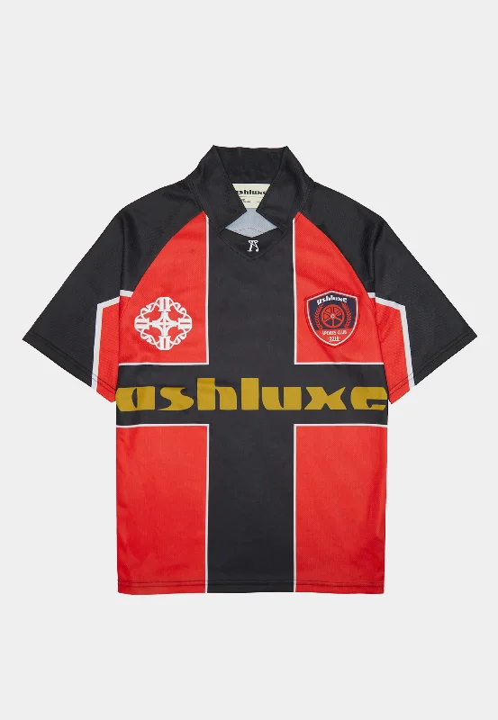 Ashluxe Cross Jersey Black Red Sustainable Jersey Tee