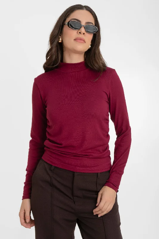 Jersey de punto con cuello mock Pastel Jersey Tee