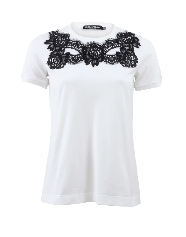Lace Detail Jersey Tee Casual Weekend Jersey Tee