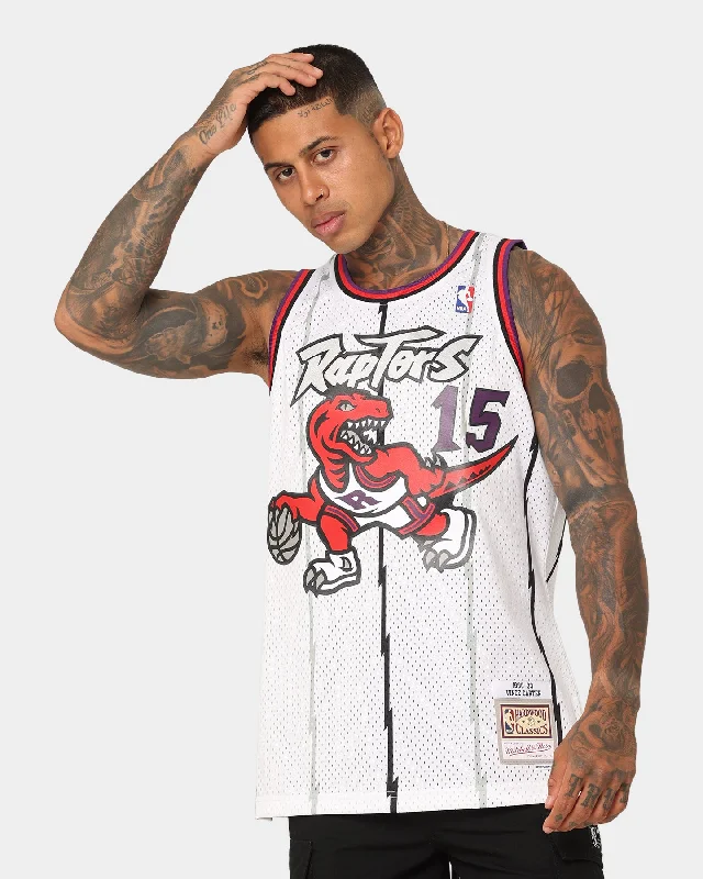 Mitchell & Ness Toronto Raptors Vince Carter '98-'98 #15 Swingman Jersey White Textured Jersey Blouse Mitchell & Ness Toronto Raptors Vince Carter '98-'98 #15 Swingman Jersey White Textured Jersey Blouse