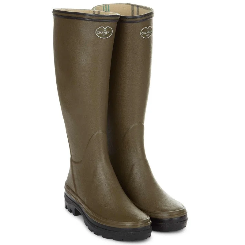 Giverny Jersey Lined Wellington Boot - Vert Chameau Comfortable Jersey Tee