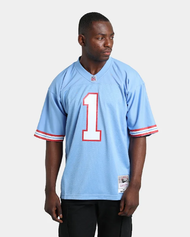 Mitchell & Ness Houston Oilers Warren Moon #1 '93-'94 Legacy Jersey Light Blue Silk Jersey Blouse Mitchell & Ness Houston Oilers Warren Moon #1 '93-'94 Legacy Jersey Light Blue Silk Jersey Blouse