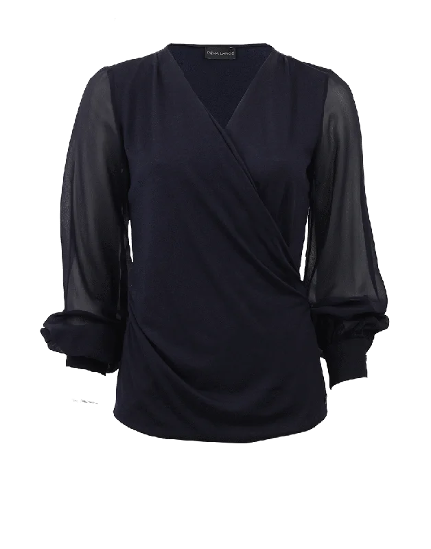 Jersey Top With Chiffon Sleeves Bamboo Jersey Tee