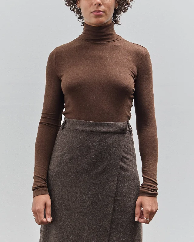 Mijeong Park Roll Neck Jersey Top, Brown Autumn Jersey Shirt