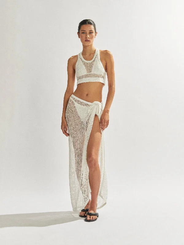 Savannah Crop Top Cream Spandex Blend Rayon Blend Denim Blend