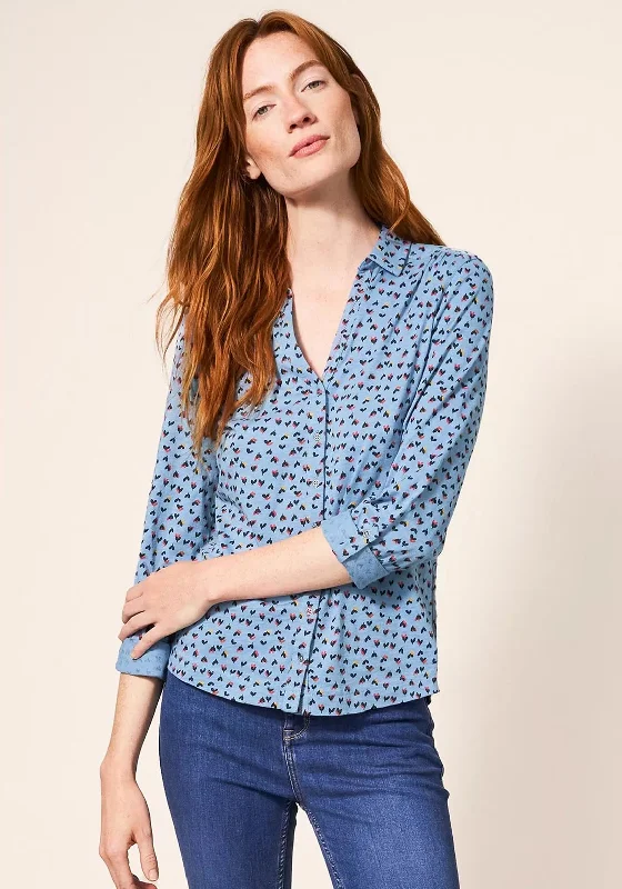White Stuff Annie Cotton Jersey Shirt, Teal Multi Bohemian Jersey Tee