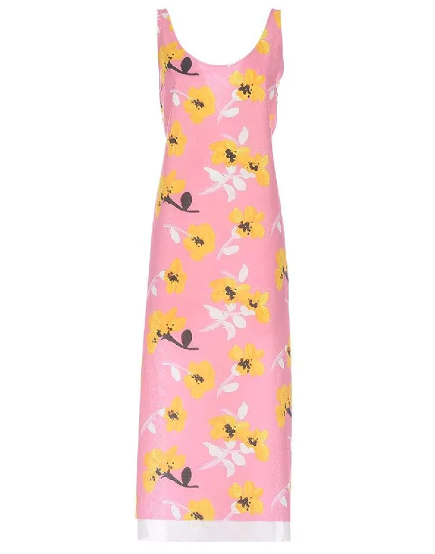 Pink Sleeveless Floral Dress Tunics Bridal satin