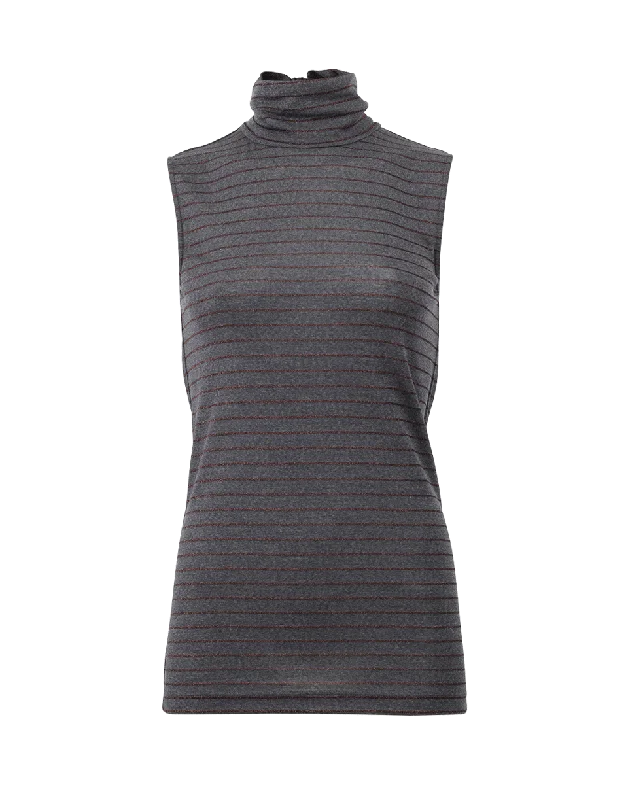 Jersey Stripe Turtleneck Women's Jersey Top