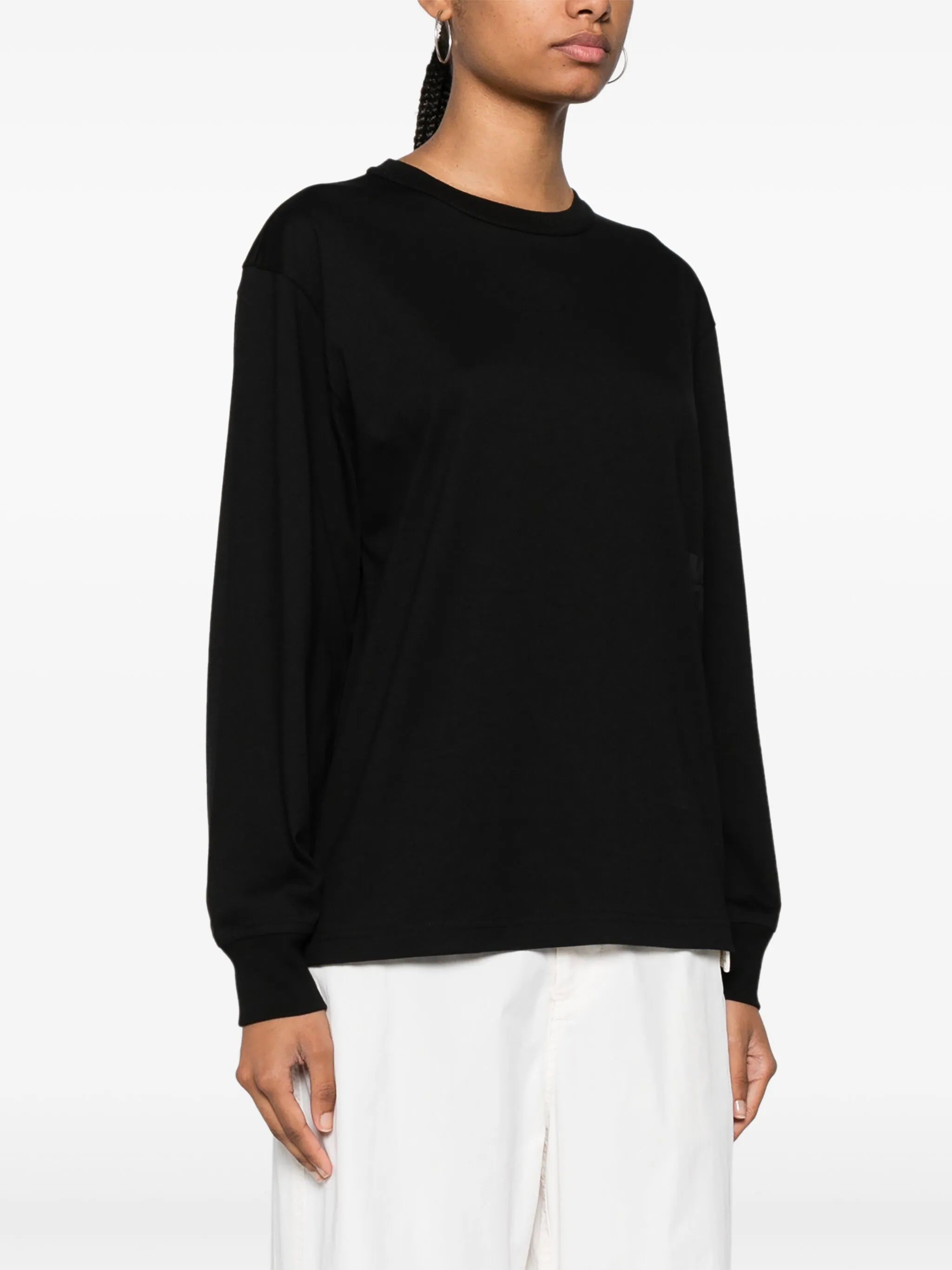 T BY ALEXANDER WANG - Women Essential Puff Logo Jersey Long Sleeve Tee Jet Black Jersey Tee T BY ALEXANDER WANG - Women Essential Puff Logo Jersey Long Sleeve Tee Jet Black Jersey Tee