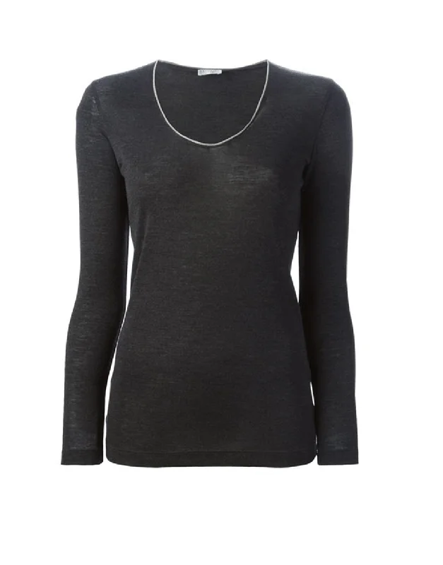 Monili Trim Jersey Top Stylish Jersey Top